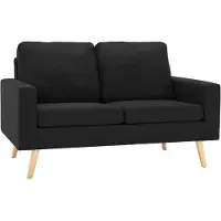 vidaXL Canapé à 2 places Noir Tissu