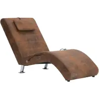 vidaXL Chaise longue de massage avec coussin Marron aspect daim