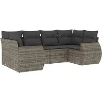 vidaXL Ensemble de salon de jardin 6 pièces avec coussins Beige Poly Rattan