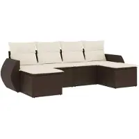 vidaXL Ensemble de salon de jardin 6 pièces avec coussins Marron Poly Rattan