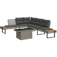 vidaXL Ensemble de salon de jardin 2 pièces avec coussins Gris Poly rotin Verre