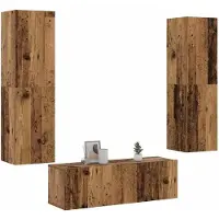 vidaXL Armoires murales TV 3 pcs. Aspect vieux bois Matériaux dérivés du bois