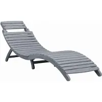 vidaXL Chaise longue Gris Bois massif Acacia