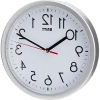 OEM Horloge murale Silent Sweep, style moderne, argentée, 22 cm