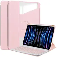 INF Étui Clavier Bluetooth Rotatif à 360 Compatible avec iPad 11 (A16) 2025 / iPad 10ème 10.9'' 2022 - Rose