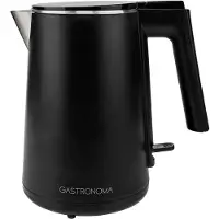 Gastronoma Bouilloire 18130004, capacité 1 litre, 1200 W, double paroi, filtre anti-calcaire, finition noire mate
