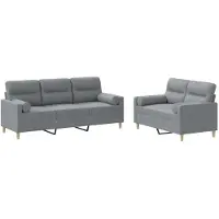vidaXL Ensemble de canapés 2 pcs coussins gris clair tissu