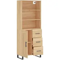 vidaXL Highboard chêne Sonoma 69,5x34x180 cm Matériau dérivé du bois