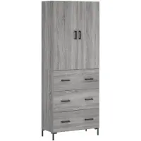 vidaXL Highboard Gris Sonoma 69,5x34x180 cm Matériau dérivé du bois