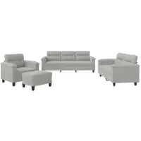 vidaXL Ensemble de canapés 4 pièces avec coussins gris clair tissu microfibre