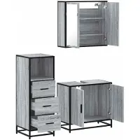 vidaXL Ensemble de meubles de salle de bain 3 pièces Gris Sonoma Bois composite