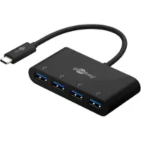 Goobay 61073 Adaptateur multiport 4 ports USB-C, noir - étend un port USB-C à quatre ports USB-A (USB 3.0)