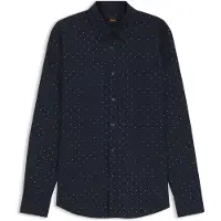 BOSS Chemise Regular en coton stretch à armure ratière