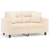 vidaXL Canapé 2 places avec oreillers beige 120 cm tissu microfibre