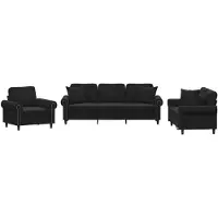 vidaXL Ensemble de canapés 3 pièces avec coussins Noir velours