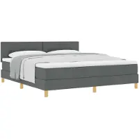 vidaXL Lit boxspring avec coussins, gris foncé, 180 x 200 cm, tissu