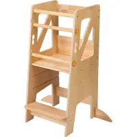 Sunny Liv Leertoren Naturel – Accessoire de cuisine en bois d’inspiration Montessori – Tour de cuisine réglable pour enfants – Jouet sûr et éducatif
