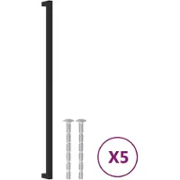 vidaXL Poignées d'armoire 5 pcs noir 480 mm acier inoxydable