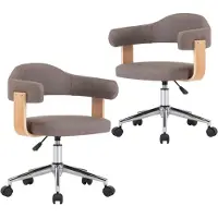 vidaXL Chaise de salle à manger 2 pcs. Pivotant Taupe Bois courbé et tissu