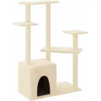 vidaXL Arbre à chat avec colonnes à griffer en sisal Crème 107,5 cm