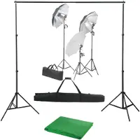vidaXL Kit de studio photo avec ensemble d'éclairage et toile de fond