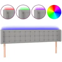 vidaXL Tête de lit LED gris clair 203x16x78/88 cm Tissu