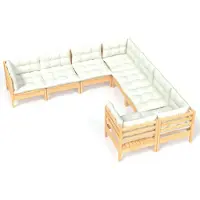 vidaXL Ensemble salon de jardin 8 pièces avec coussins crème pin massif