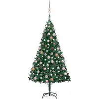 vidaXL Arbre de Noël artificiel pré-éclairé et boules vert 150 cm PVC