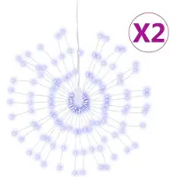 vidaXL Illuminations de Noël Feux d'artifice 2 pcs 140 LEDs bleu 17 cm