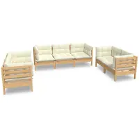 vidaXL Ensemble salon de jardin 7 pièces avec coussins crème pin massif