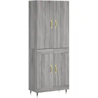 vidaXL Highboard Gris Sonoma 69,5x34x180 cm Matériau dérivé du bois