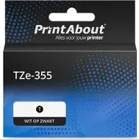 PrintAbout Ruban compatible pour Brother TZe-355 - (24 mm x 24 mm) - Blanc sur noir