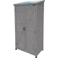 Axi Armoire de rangement en bois Hugo, gris chaud - Armoire de jardin avec toit galvanisé - 3 étagères et un fond - Bois certifié FSC - Fermeture magnétique - 85 x 52 x 174 cm