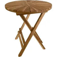 Axi Gia Table De Jardin Pliante Ronde En Teck, Ø 60 Cm | Meuble Style Bistrot Pour Terrasse / Balcon / Extérieur