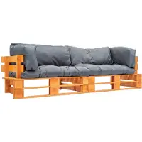 vidaXL Ensemble de canapé de jardin palettisé 2 pièces Coussin en pin gris
