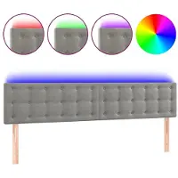 vidaXL Tête de lit LED gris clair 160x5x78/88 cm velours