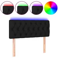 vidaXL LED Tête de lit noir 90x7x78/88 cm Tissu
