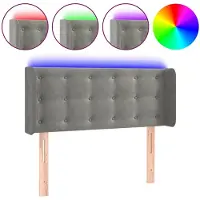 vidaXL Tête de lit LED gris clair 93x16x78/88 cm velours