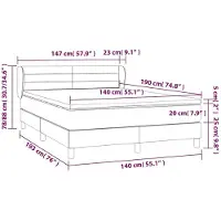 vidaXL Lit boxspring avec matelas bleu 140x190 cm Tissu