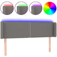 vidaXL Tête de lit LED gris foncé 147x16x78/88 cm Tissu