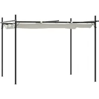 vidaXL Pergola avec toit coulissant, couleur crème, 295 x 292 x 230 cm