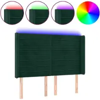 vidaXL Tête de lit LED vert foncé 147x16x118/128 cm velours
