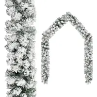 vidaXL Guirlande de Noël avec neige floquée Vert 20 m PVC