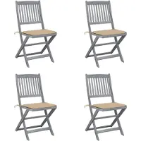 vidaXL Chaises de jardin pliantes 4 pièces avec coussins en bois massif d'acacia