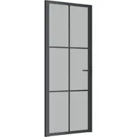 vidaXL Porte intérieure 83x201,5 cm noir verre dépoli et aluminium