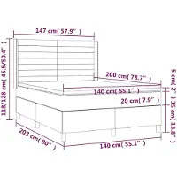 vidaXL Lit boxspring avec matelas vert foncé 140x200 cm velours