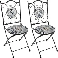 Axi Amélie 2 Chaises Bistrot, Pliantes, Mosaique, Bleu Clair | Assises Style Bistrot, Chaises De Jardin Pour Extérieur/Balcon/Terrasse - 38,5 X 45 X