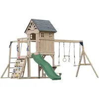 Axi Duncan Aire De Jeux En Bois, 2 Balançoires, 1 Toboggan - Vert | Maisonnette / Equipement De Jeux Xxl Pour Enfants Avec Structure D'Escalade,