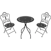 Axi Marilou Table Et Chaise Bistrot, 2 Chaises 1 Table, Ensemble Bistro Extérieur, Anthracite Romantique - Salon De Jardin Bistrot, Table Bistrot