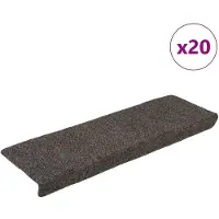 vidaXL Tapis d'escalier autocollants 20 pièces 65 x 21 x 4 cm Anthracite Bord rectangulaire